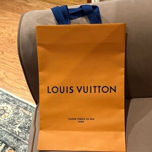 Louis Vuitton Orange Shopping  with Blue Handles EUC 14”x10”x4.25”